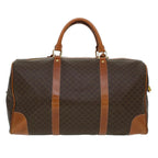 CELINE Macadam Canvas Boston Bag PVC Leather Brown  41269