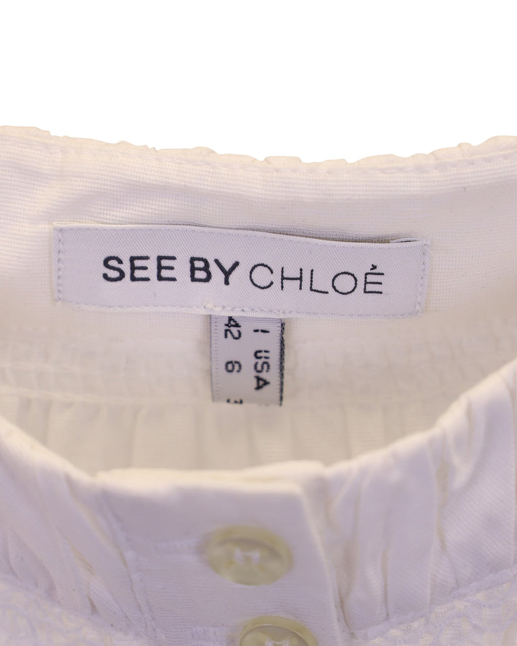 See By Chloe Cut Out Shoulder Top in White Cotton