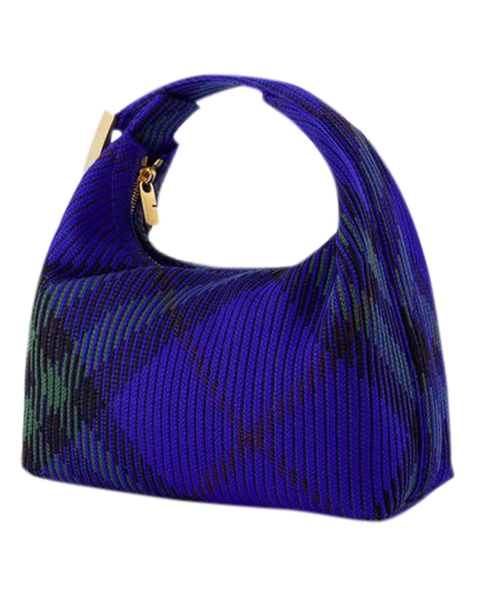 Burberry Knitted Hobo Shoulder Bag Women Blue | Blue Handbags