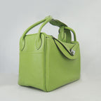 Hermes Lindy 34cm handbag 6208 green Silver