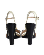 Fendi Crystal Embellished Open Toe Sandals in White Leather