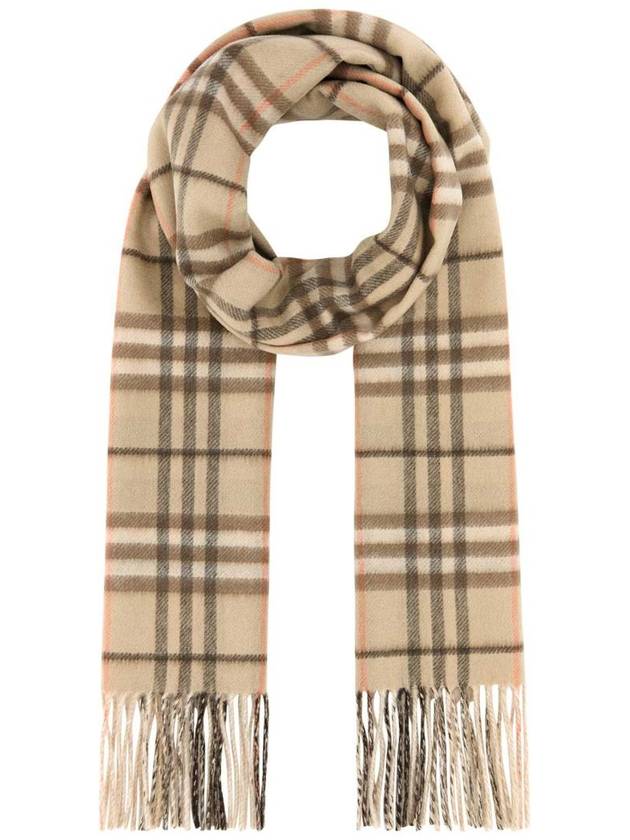 Burberry Reversible Contrast Check Cashmere Scarf Beige