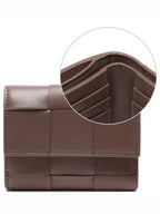Bottega Veneta Cassette Tri-Fold Zipper Half Wallet Taupe Grey