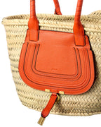 Chloe Marcie Medium Raffia & Leather Basket Tote