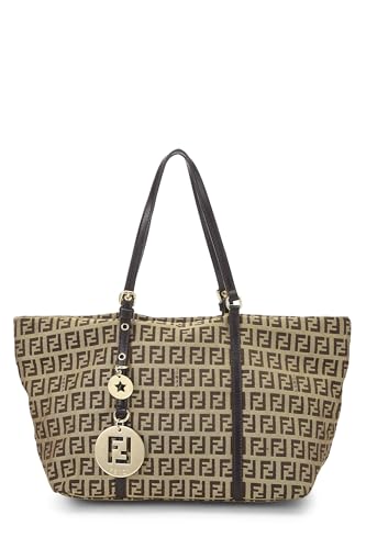 Fendi,  Beige Zucchino Canvas Tote Small, Brown