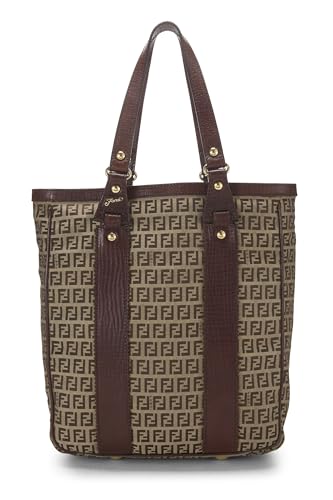 Fendi,  Brown Zucchino Canvas Tote Small, Brown