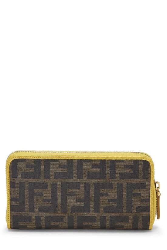 Fendi,  Yellow Zucca Coated Canvas Zip Around Wallet, Brown