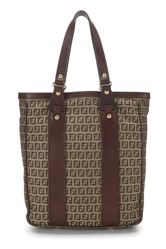 Fendi,  Brown Zucchino Canvas Tote Small, Brown