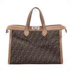 Fendi Zucca Peekaboo ICEY Forty 8 Leather Tote Bag Brown 7VA566