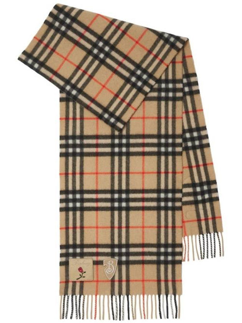 Burberry Badge Check Cashmere Scarf Sand