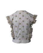Chloe Broderie Anglaise Crop Top in White Cotton