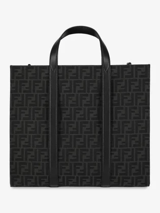 Fendi FF Jacquard Fabric Shopper Tote Bag Black