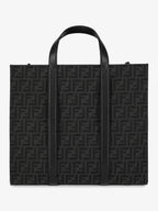 Fendi FF Jacquard Fabric Shopper Tote Bag Black