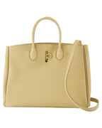 Burberry Pebbled Leather Tote Bag Women Brown | Beige