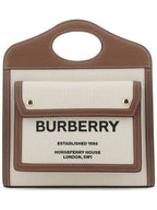 Burberry Mini Two-Tone Canvas And Leather Pocket Bag Natural Malt Brown