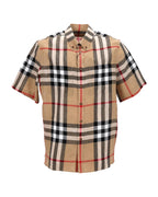 Burberry Linen Plaid ShortSleeve Shirt Men Brown | Beige T-Shirts