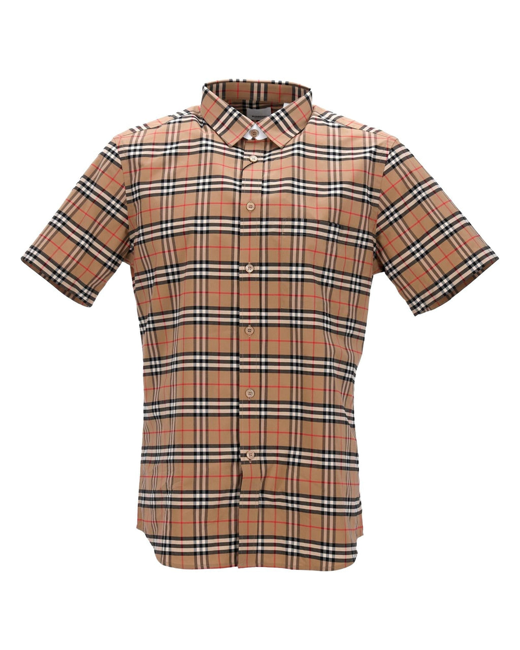 Burberry Check Shirt Short Sleeves Men Brown | Beige T-Shirts