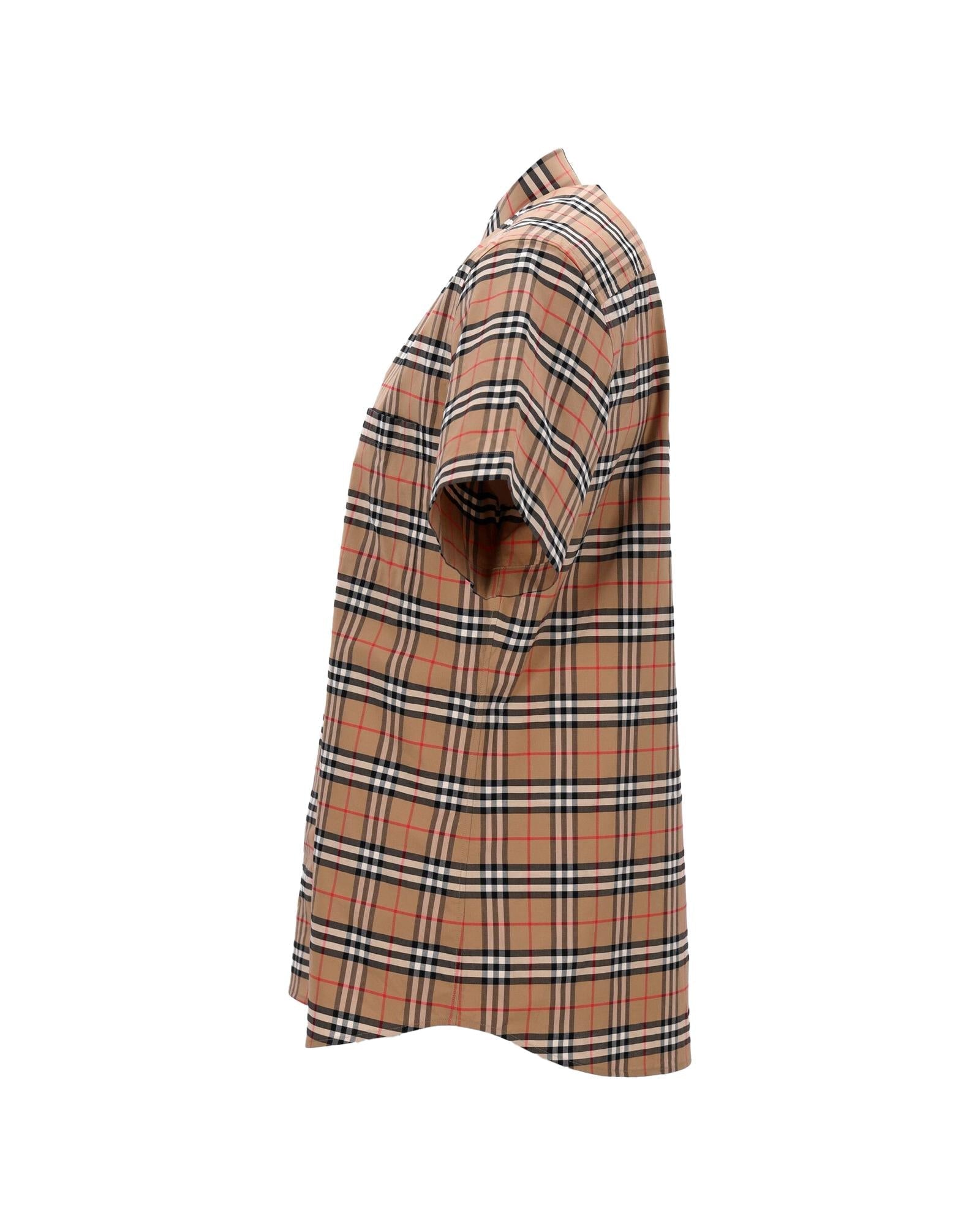 Burberry Check Shirt Short Sleeves Men Brown | Beige T-Shirts