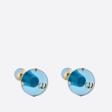 DIOR WOMEN TRIBALES EARRINGS GOLD-FINISH METAL AND LIGHT BLUE