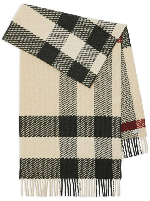 Burberry Check Pattern Wool Scarf Beige