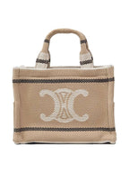 CELINE Small Cabas Thais Stripe Tote Bag Beige