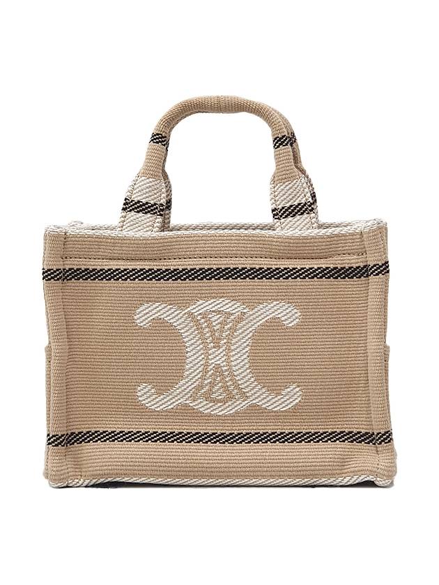 CELINE Small Cabas Thais Stripe Tote Bag Beige