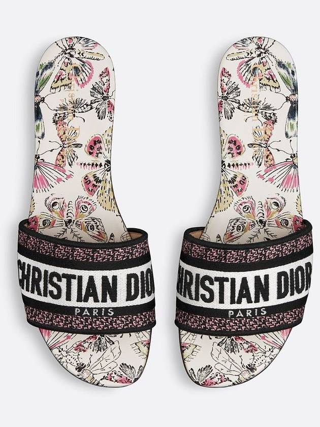 Dway Libellule Camouflage Motif Embroidery Cotton Slippers White Dior