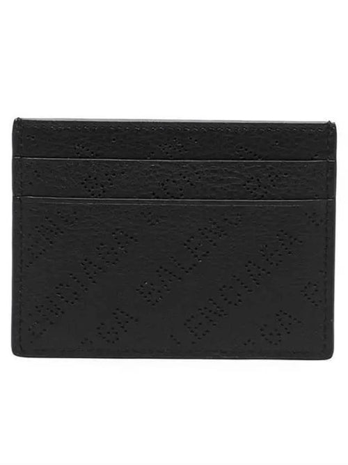 Balenciaga Logo Perforated Cash Card Holder Black