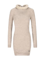 Fendi Ribbon Tie Silk Wool Short Dress Beige