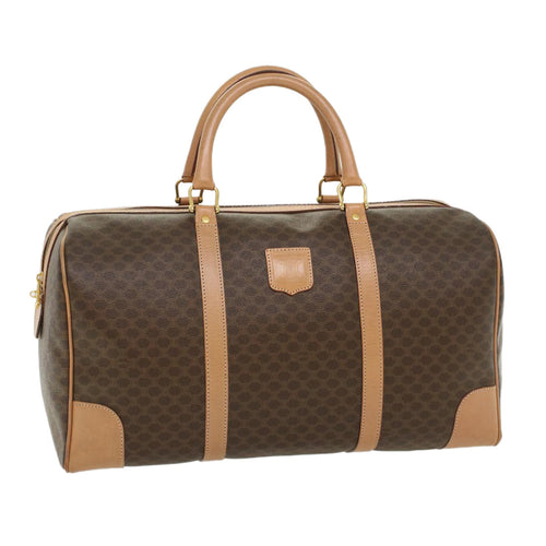 CELINE Macadam Canvas Boston Bag PVC Leather Brown  43232