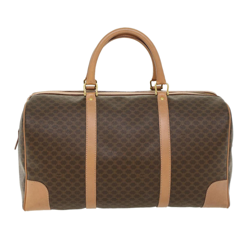 CELINE Macadam Canvas Boston Bag PVC Leather Brown  43232