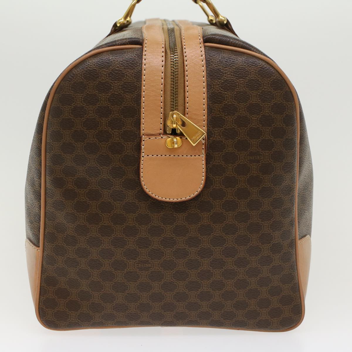 CELINE Macadam Canvas Boston Bag PVC Leather Brown  43232