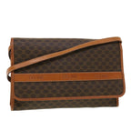 CELINE Macadam Canvas Shoulder Bag PVC Leather Brown  43566