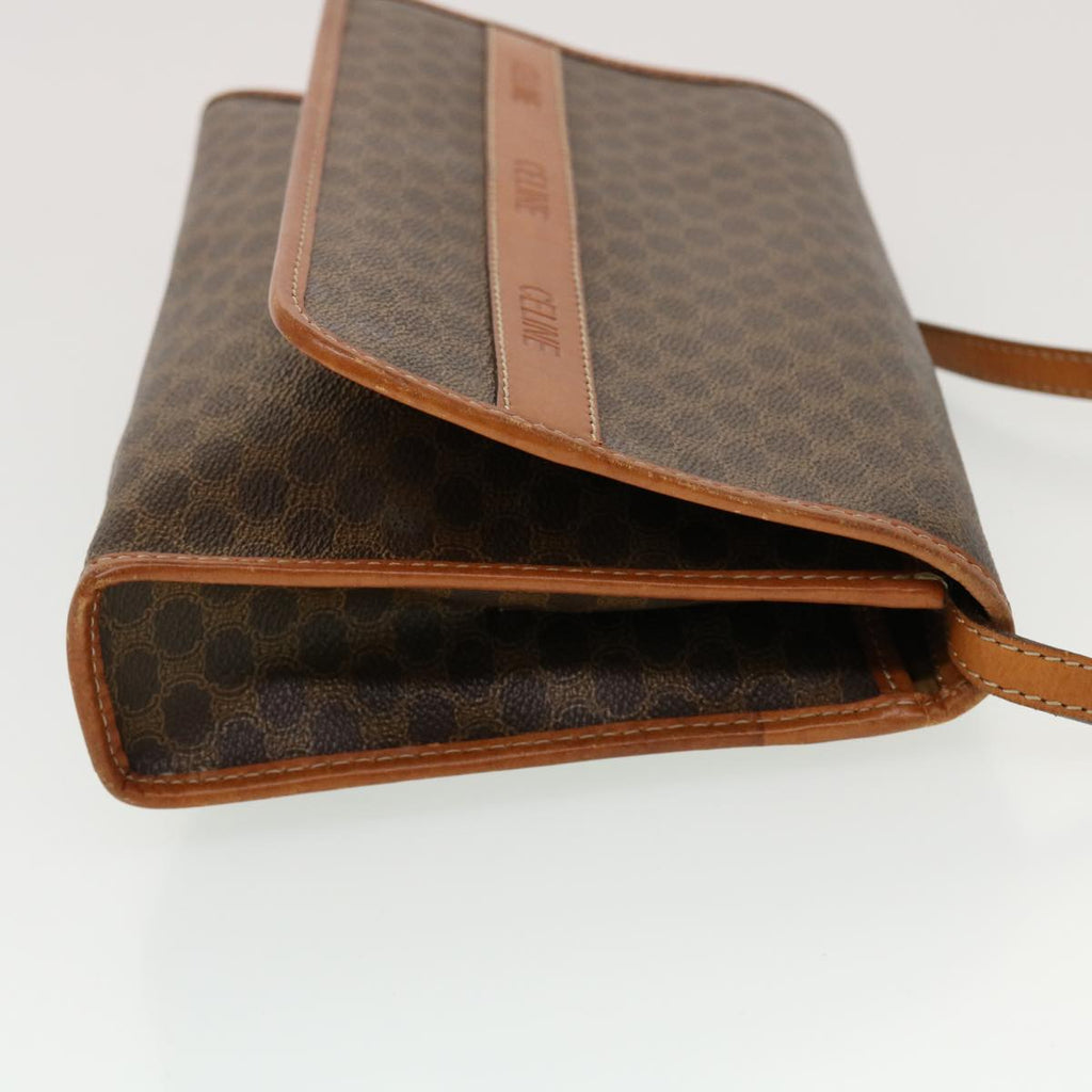 CELINE Macadam Canvas Shoulder Bag PVC Leather Brown  43566
