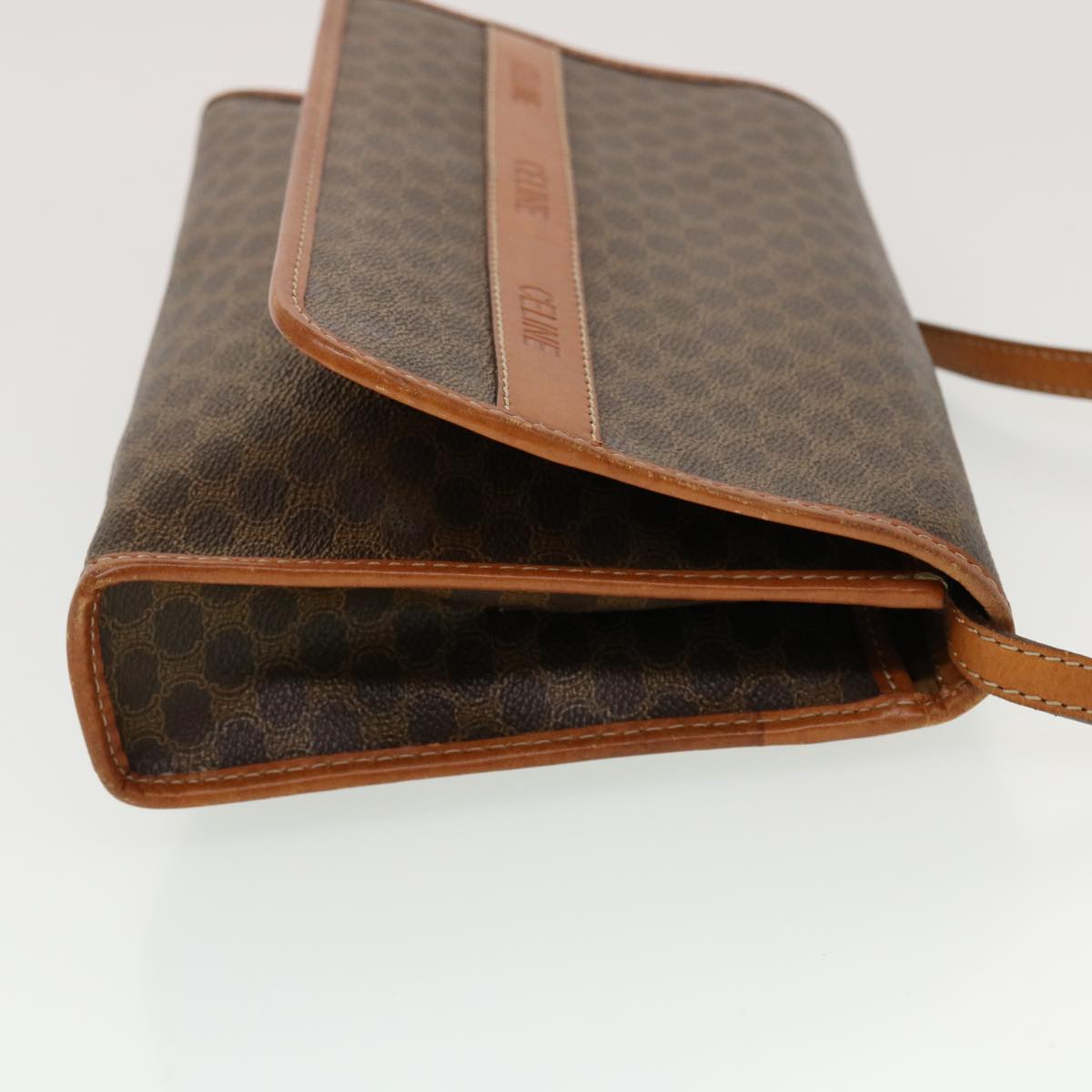 CELINE Macadam Canvas Shoulder Bag PVC Leather Brown  43566