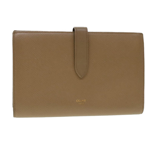 CELINE Long Wallet Leather Beige  43575