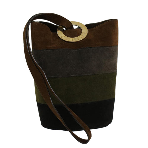CELINE Shoulder Bag Suede Brown  43709