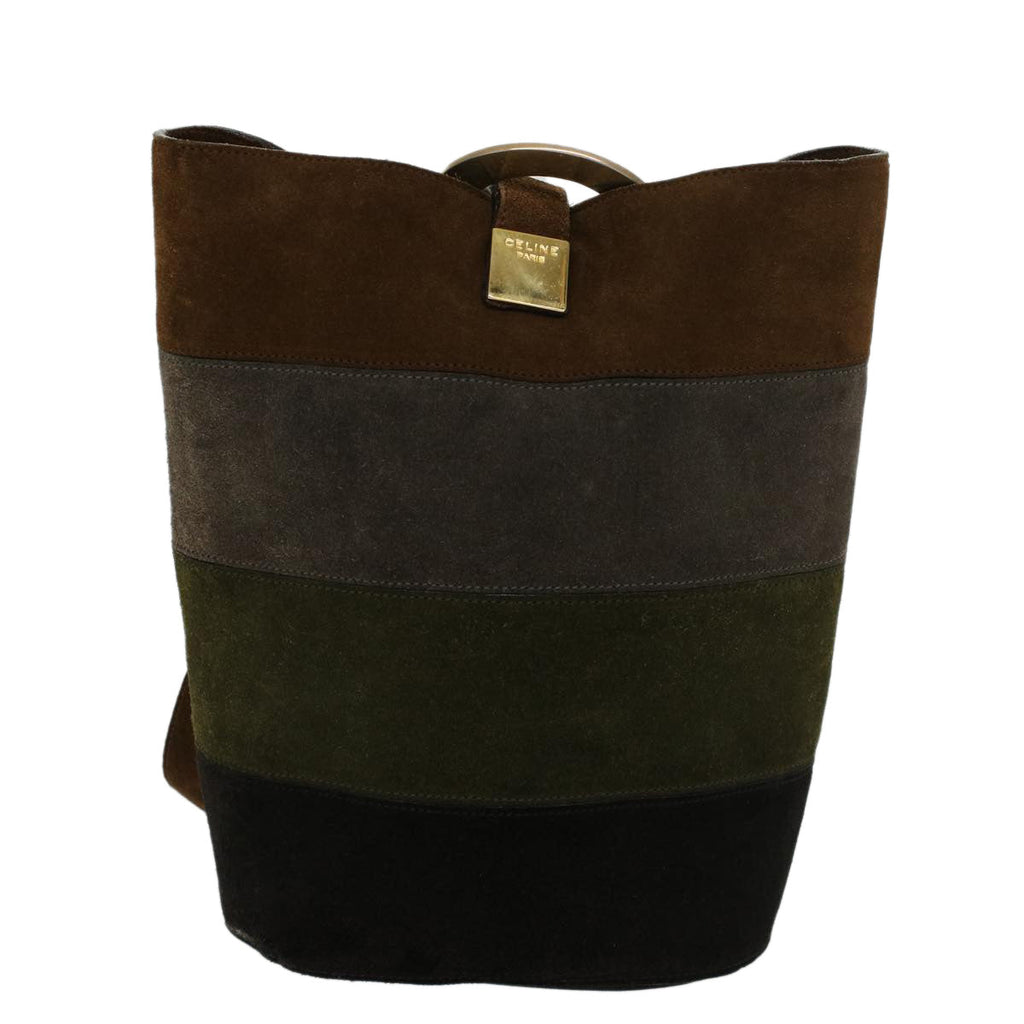 CELINE Shoulder Bag Suede Brown  43709
