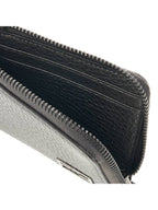 Fendi Logo Leather Card Wallet Grey