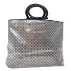 CELINE Macadam Canvas Hand Bag Enamel Silver  43874