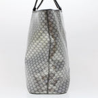 CELINE Macadam Canvas Hand Bag Enamel Silver  43874