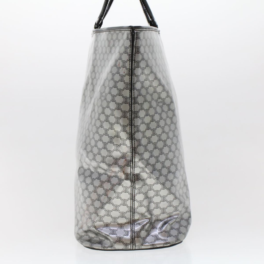 CELINE Macadam Canvas Hand Bag Enamel Silver  43874