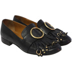 Chloe Olly Fringe Loafers in Black Leather