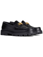 CELINE Triomphe Chain Polished Bull Margaret Loafers Black