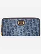30 Montaigne Voyageur Denim Long Wallet Blue Dior