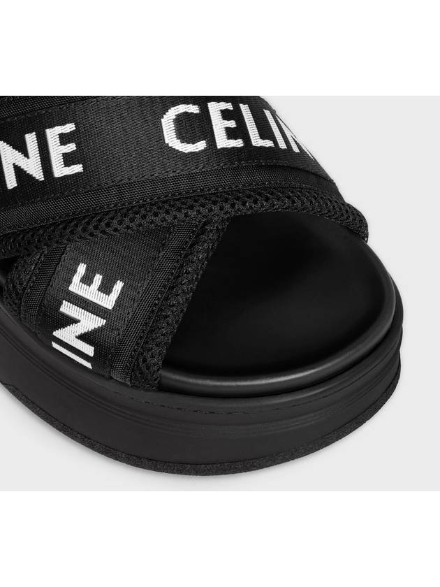 CELINE Logo Mesh Jacquard Block Slippers Black