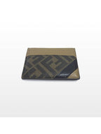 Fendi Fendi FF logo black brown card wallet 7M0164