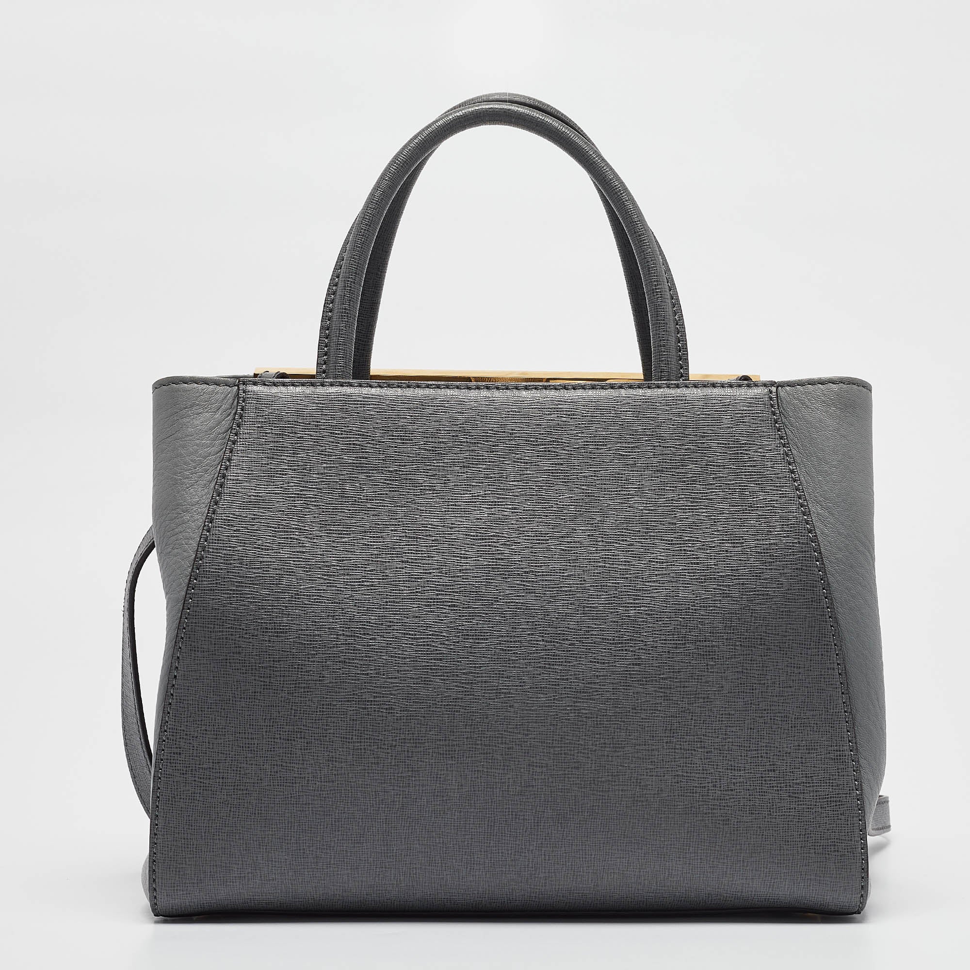 Fendi Grey Leather Petite Sac 2Jours Tote