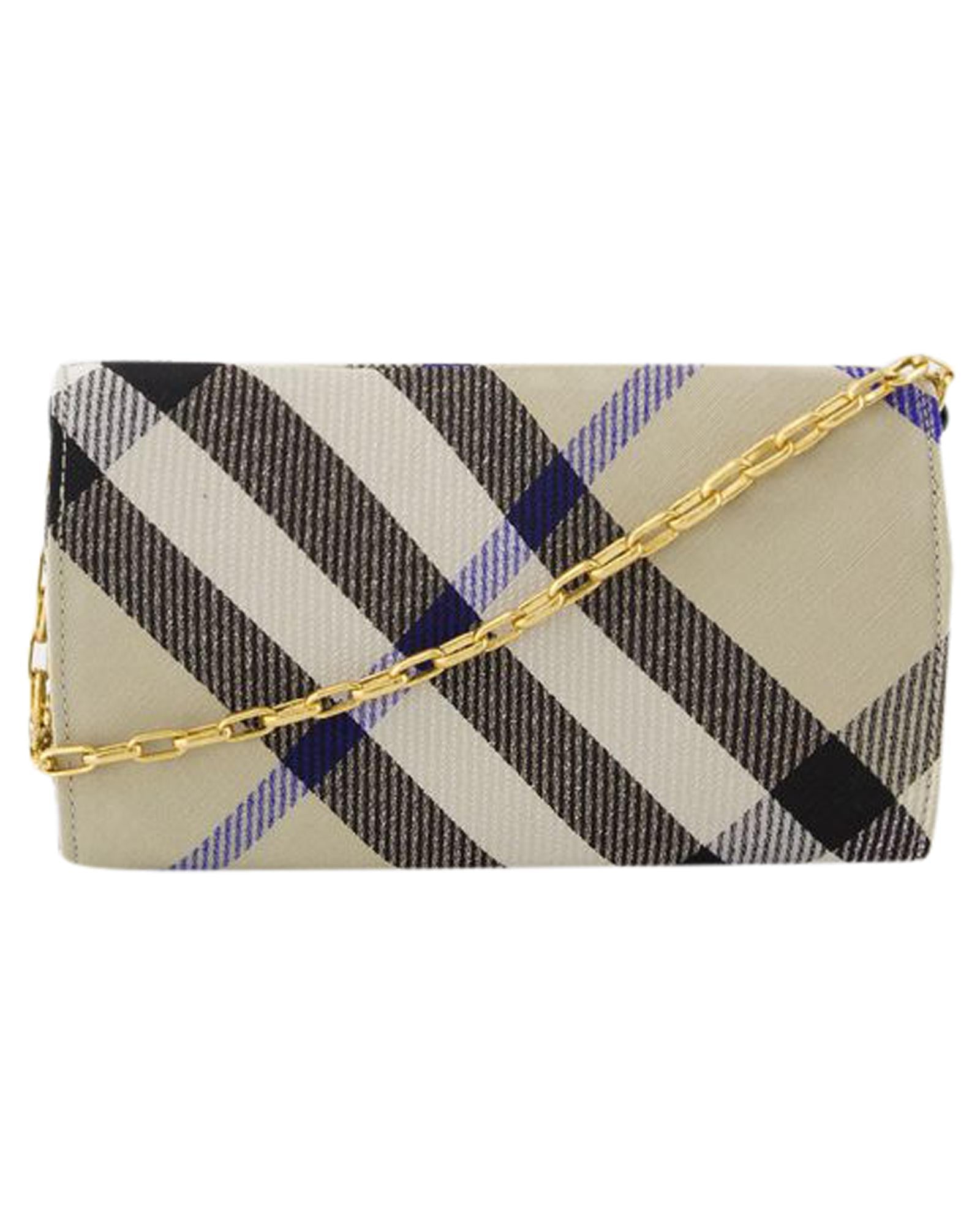 Burberry Plaid Chain Wallet Crossbody Women White | White Handbags
