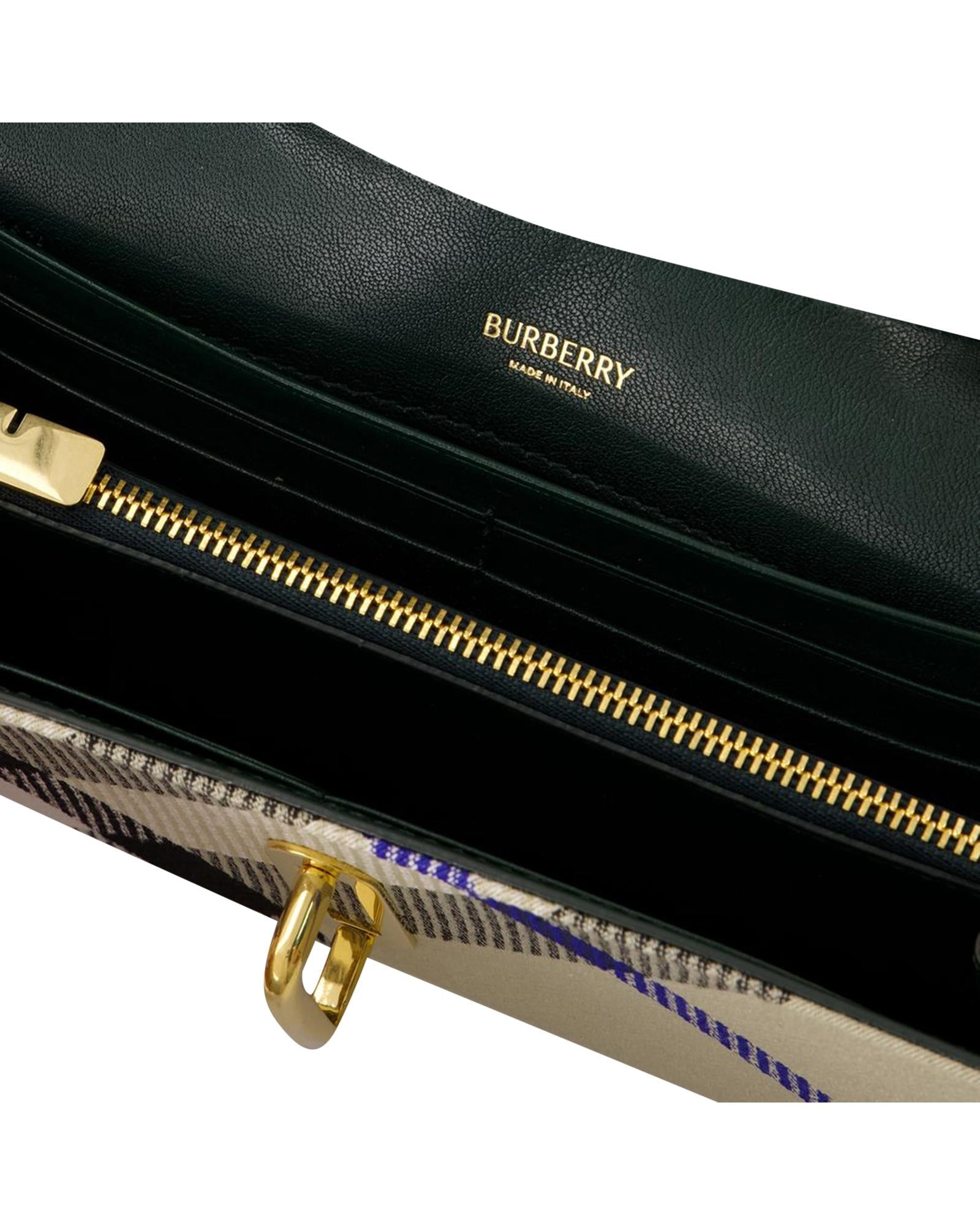 Burberry Plaid Chain Wallet Crossbody Women White | White Handbags